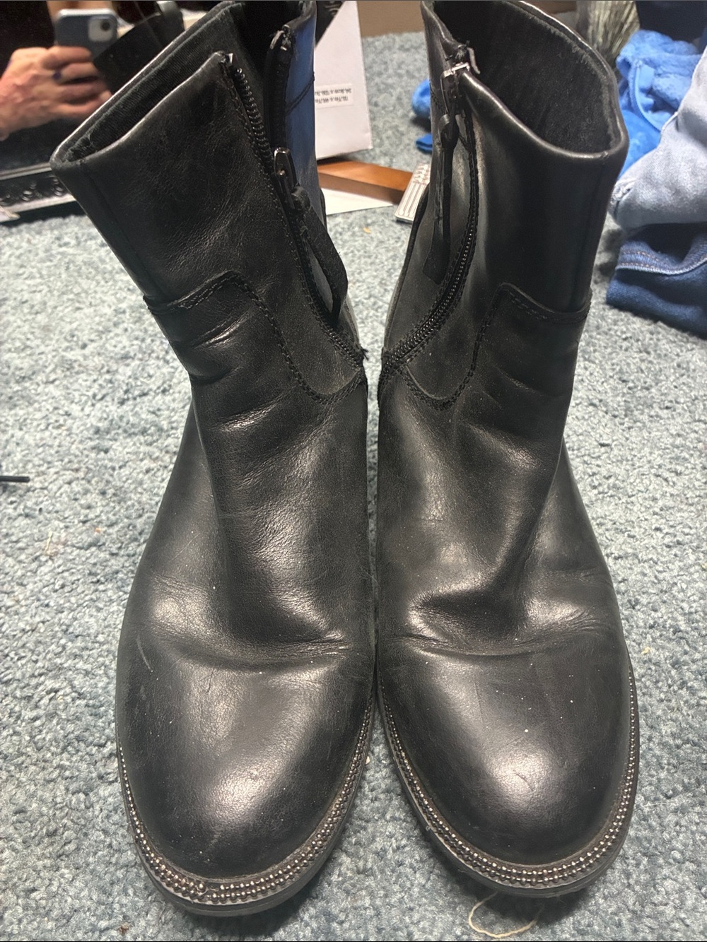 Franco Sarto Black Leather Heeled Ankle Boots